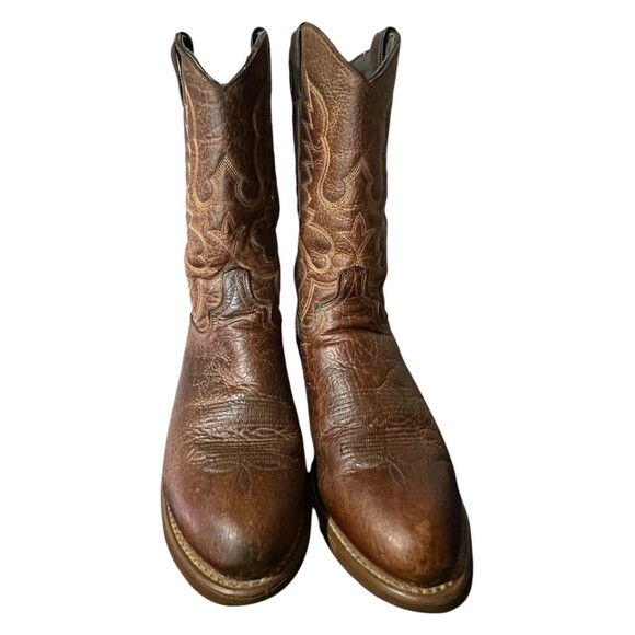 Abilene Boots Men\'s 10.5 EE Round Toe Western Cowboy Brown Embroidered Y2K Rodeo main image 13